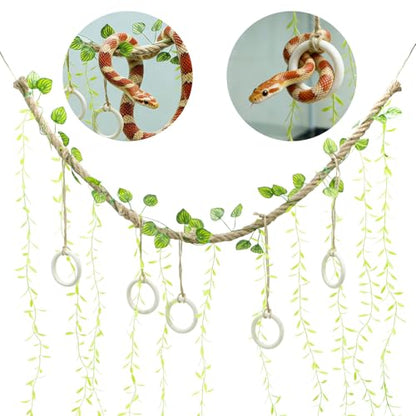 39 Inch Snake Climbing Vine, Natural Jute Rope Accessory for Ball Pythons and Corn Snakes, Flexible Reptile Climbing Branch for Terrarium Enrichment and Habitat Decor