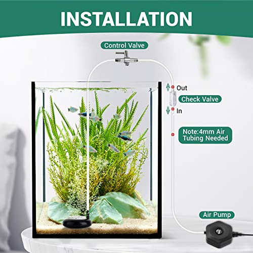 hygger Mini Aquarium Air Stone,Small Bubble Stone Fish Tank Oxygen Stone Ultra Silent Deep Dissolving Oxygen Diffuser Kit for Aquarium Fish Tank and Hydroponic - size: 1.4 Inch