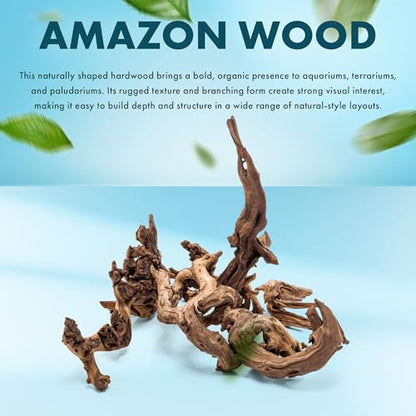 Natural Aquarium Driftwood for Fish Tanks, Terrarium, Reptile Habitats, Freshwater Aquatic Decor - Small to Large Pieces (Amazon Wood (Small) 4-8", 10 Pieces) - size: 10 Pieces