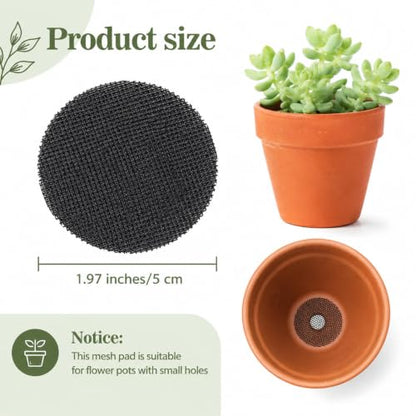 200 Pcs Plant Pot Hole Mesh Pad Mesh for Plant Drainage Meshes Round | Mesh Bonsai, Bottom Grid Mat Screen Cover Pad, Substrate Barrier Meshes, for Plant Terrarium Potting Mats, Prevent Soil Loss