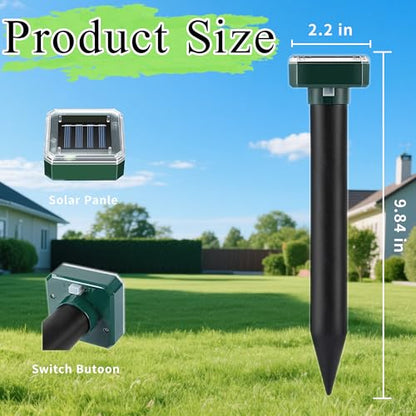 10 Pack Mole Repellent Solar Powered,Snake Repellent Ultrasonic, IP 65 Waterproof Ultrasonic Deterrent Stakes,Get Rid for Moles,Voles,Gophers,Squirrels, Voles, Skunks in Yard, Lawn, and Garden