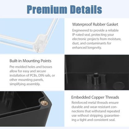 Junction Box with Clear Cover IP65 Waterproof Project Box Dustproof ABS Plastic Electrical Project Boxes Universal Enclosure, Black 2.4"x 2.2"x 1.3"(63x58x35mm)(Pack of 2) - color: 2 packs, size: 2.4"x 2.2"x 1.3"