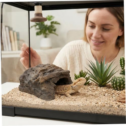 Reptile Hide, Resin Toad House Realistic Rock Cave Safe Humid Shelter for Frogs & Small Reptiles Indoor/Outdoor Garden Use, Reptile Cave