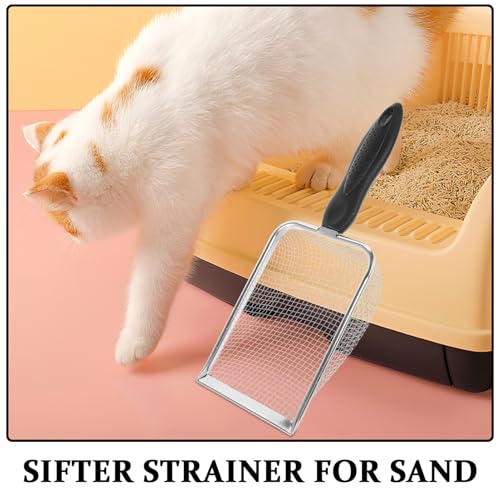 Abaodam Stainless Steel Sand Substrate Scoop for Reptiles Durable Filtering Shovel with Mesh Strainer Easy to Clean Lizard Litter for Pet Owners