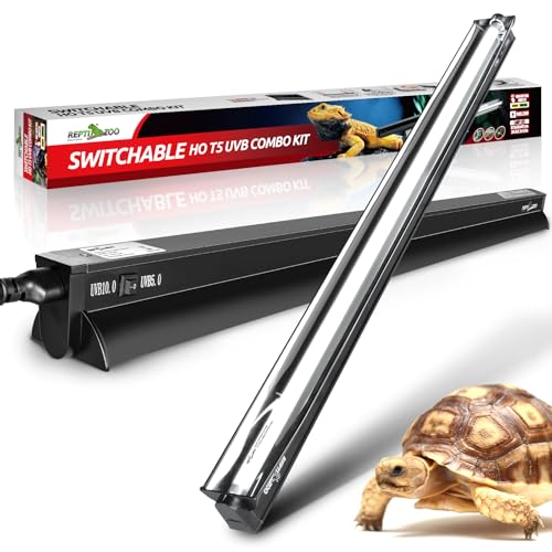 REPTI ZOO Switchable UVB Light for Reptiles, 39W T5 UVB Light Combo Kit for Tropical & Desert Reptile, 34" Terrarium Hood Lamp Fixture with UVB 10.0 Bulb for Bearded Dragon Snake Gecko Lizard Tortoise - size: 34 IN