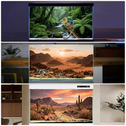 3 Pack Terrarium Background Polyester Reptile Background，Gobi Sunshine Cactus Stone & Green Tree Fern Stream Terrarium (30 inches x 12 inches) - size: 30 x 12 inches