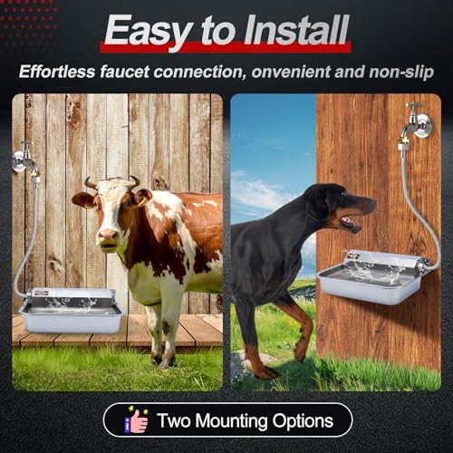 1Gal/3.8L Automatic Water Dispenser for Dogs, Patented Automatic Dog Water Bowl Dispenser, Stainless Steel Water Bowl for Livestock Chicken, Outdoor Dog Water Feeder Fit 3/4'' GHT Faucet - color: SS-sliver