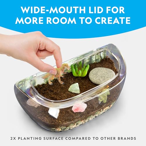National Geographic Light-Up Dinosaur Terrarium Kit for Kids Ages 6+ | Real Plants and Gemstones, Night Light, Dino Habitat, DIY Science Activity, Dinosaur Toys, Birthday Gift - style: Large Dino Habitat