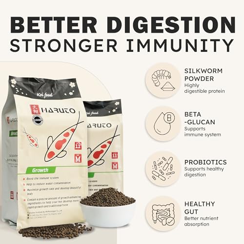 HARUTO Koi Food Growth Silk Worm 11lb - Body Growth & Protein Formula | Silkworm powder formula - high protein koi food supporting body development, healthy scales & clear water pond feeding.