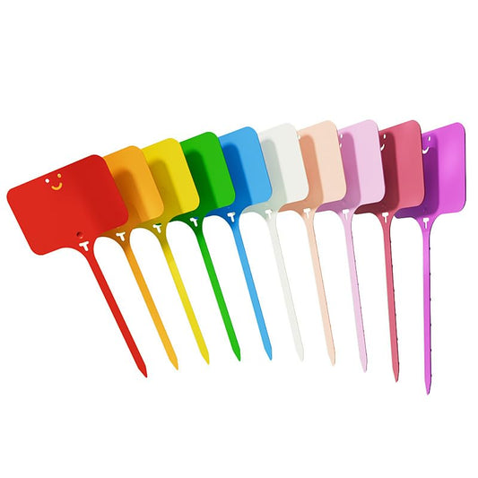 100pcs Plant Labels 4 Inch Potted Plant Plastic Name Tags, Adjustable Wrap Around Nursery Garden Labels, Waterproof T Type Seedlings Seed Markers Tag (100, Multicolor)