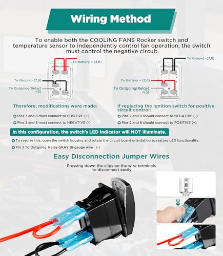 12V Dual Electric Fan Waterproof Relay Kit with Cooling Fans Rocker Switch with Jumper Wires Set 185 On 175 Off Temperature Sensor Switch for Cars Trucks RVs - style: Dual Fan Relay with Cooling Fans Rocker Switch Kit