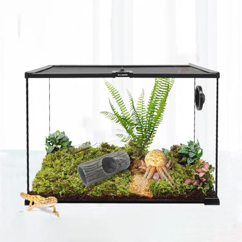 Magnetic Reptile Hide Cave,Resin Hollow Tree Trunk Hideout for Crested Gecko, Lizard, and Snakes,Climbing Toy & Terrarium Decor
