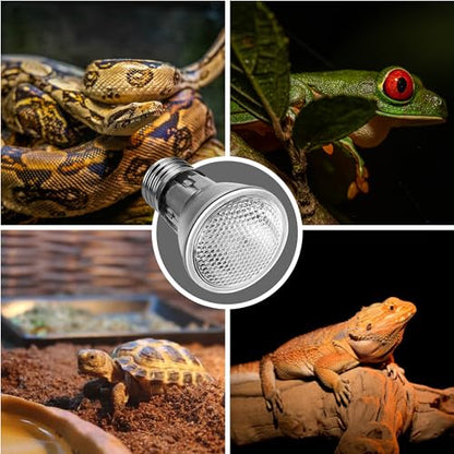 Reptile Heat Bulb, 75W UVA Reptile Light Bulbs Dimmable Heat Lamp | 2 Pack Basking Spot Light Bulbs for Reptiles, Amphibian, Bearded Dragon, Lizard, Chicken - color: Cream-75w Th11
