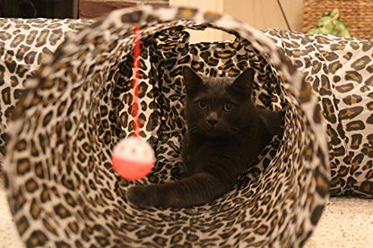3 Way Cat Tunnel. Extra Large 12 Inch Diameter and Extra Long. A Big Collapsible Play Toy. Wide Pet Tunnel Tube for Rabbits, Kittens, Large Cats, and Dogs (Animal Print) - color: Animal Print