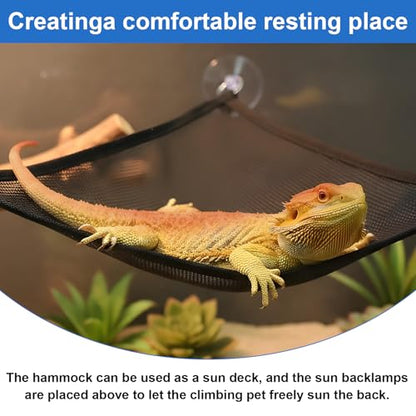 2Pcs Bearded Dragon Hammock, Breathable Mesh Reptile Hammock Lizard Tank Accessories, Triangle Geckos Hammocks for Bearded Dragons, Snakes, and Axolotls, Perfect Beard Dragon Tank Accessories