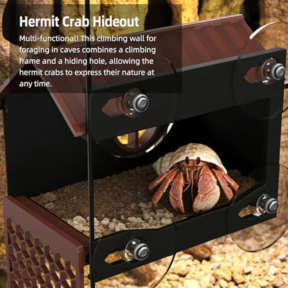 Hermit Crab Accessories | Hermit Crab Climbing Toys with Climbing Wall | Multi-Functional Hermit Crab Hideaway & Foraging Cave with Ladder | Hermit Crab Cage Decorations