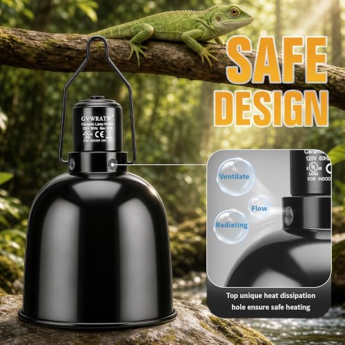 Happy Herps 5.5" Deep Dome for Reptile Light/Heat Lamp/UVB Light,1-Pack | Independent switch, E26 ceramic socket, aluminum reflector, fully assembled, fits glass terrariums, 160W max - size: 5.5IN