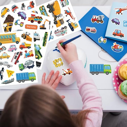 312Pcs Transportation Stickers, Cute Truck Stickers Construction Sticker Self-Adhesive Transportation Vehicle Paper Decals for Teaching School Home Party Supplies - style: Transportation