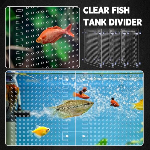 Nuanchu 4 Set Acrylic Fish Tank Divider 17 x 10'' Aquarium Divider Kit Splicable Flexibly Aquarium Divider with Suction Cups Accessories Splicing Board for 30/40/50/65/75/90/125/150 Gallon Tank - size: 17.28 x 10''