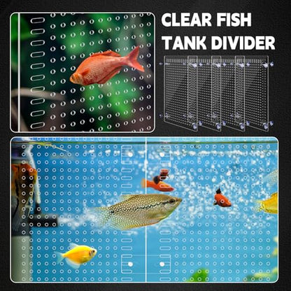Nuanchu 4 Set Acrylic Fish Tank Divider 17 x 10'' Aquarium Divider Kit Splicable Flexibly Aquarium Divider with Suction Cups Accessories Splicing Board for 30/40/50/65/75/90/125/150 Gallon Tank - size: 17.28 x 10''