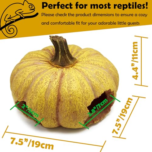 Pumpkin Leopard Gecko Hide Reptile Bearded Dragon Tank Hideout Caves Accessories Halloween Turtle Lizard Snake Décor Amphibian Habitat Tortoise Terrarium Decoration - style: Pumpkin