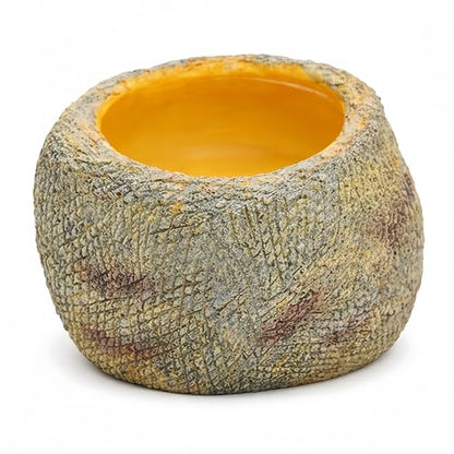 Small Snake Soak Bowl, Resin Reptile Water Dish, 1.3 lb Rock Look | 2-in-1 Drink & Soak, Smooth Basin, Textured Exterior, 4.72 x 3.35 in, Hatchlings & Juveniles