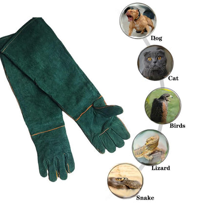 Animal Handling Gloves - 60CM Durable Bite & Scratch Resistant Gloves for Bathing, Grooming, Welding, Handling Dogs, Cats, Birds, Snakes, Parrots, Lizards, Reptiles