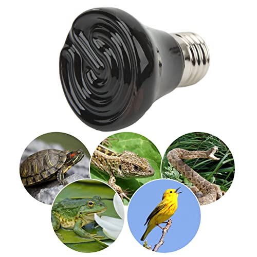 Fdit Ceramic Reptile Heat Lamp, E27 Temperature Control, 220V-240V, Infrared Heating, No Light, for Lizards, Chickens, Pigs, 2.8x2.2 Inch