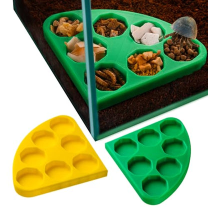 2pcs Hermit Crab Food Bowl, Corner Design, Space-Saving 7-Compartment Dishes for Reptile & Small Animal Tanks, Hermit Crab Accessories