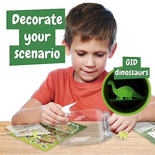 Science4you Grow and Glow Dinosaur Terrarium Kit for Kids - Make Your Own DIY Dinosaur Habitat Ecosystem, Glow in The Dark Mini Terrarium + Plant Growing Kit for Boys and Girls Ages 6 7 8 9+