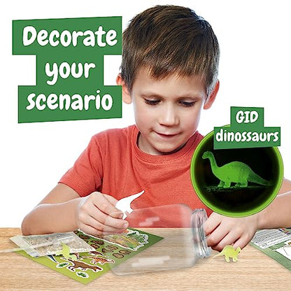 Science4you Grow and Glow Dinosaur Terrarium Kit for Kids - Make Your Own DIY Dinosaur Habitat Ecosystem, Glow in The Dark Mini Terrarium + Plant Growing Kit for Boys and Girls Ages 6 7 8 9+
