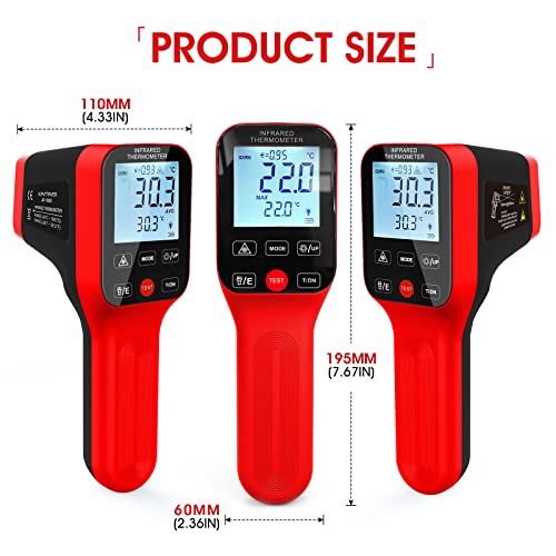 High Temp Thermometer, -58℉~2912℉ Non-Contact Digital Laser Temperature Gun with Color LCD Display for Cooking, Industrial HVAC Forge Metal