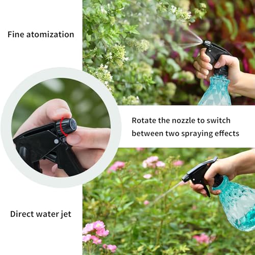 wugongshan 2 Pcs Spray Bottles, 500 ml/17 oz Empty Water Spray Bottles, Plastic Reusable Adjustable Mist Sprayer Squirt Bottles Containers Refillable for Cleaning Solutions, Gardening, Plants (Blue) - color: Blue