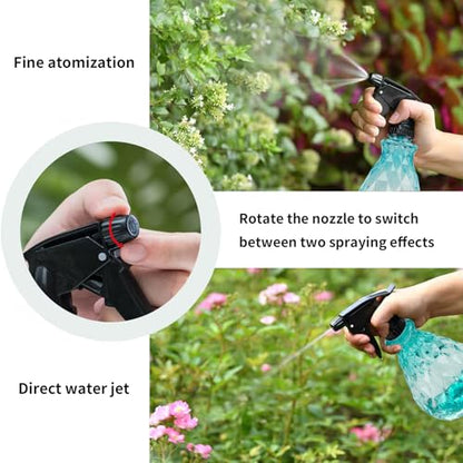 wugongshan 2 Pcs Spray Bottles, 500 ml/17 oz Empty Water Spray Bottles, Plastic Reusable Adjustable Mist Sprayer Squirt Bottles Containers Refillable for Cleaning Solutions, Gardening, Plants (Blue) - color: Blue