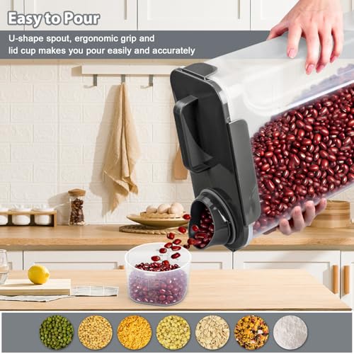 Rice Storage Containers, Airtight Cereal Containers Storage, BPA Free Rice dispenser for Flour, Pasta, Grain and Baking, Pet Dog Cat Bird Food Container 20lb+ 10lb Grey - color: 20lb+10lb Grey