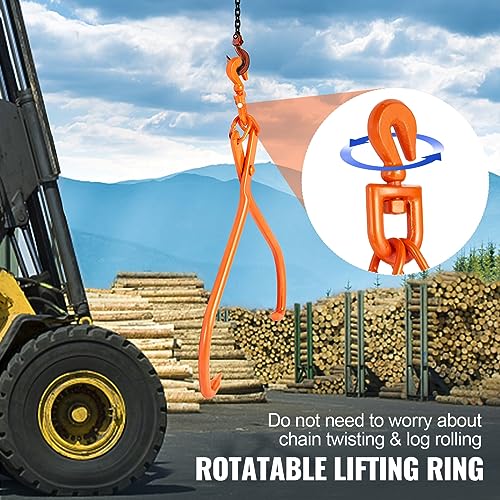 VEVOR Heavy Duty Rotating Steel Lumber Skidding Tongs, 32 inch 2 Claw Log Lifting Tongs, 1543 lbs/700 kg Loading Capacity - style: 32in-Swivel