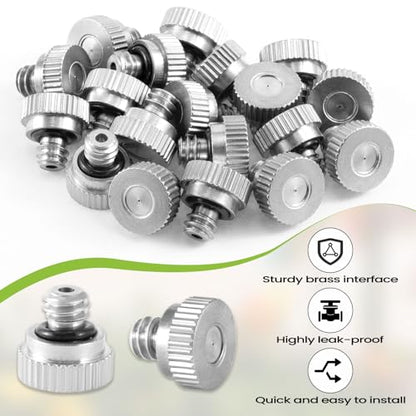 20 Pcs Misting Nozzles,0.012 Orifice (0.3 mm) Mister Nozzles | Brass,10/24 UNC Nozzles,for Outdoor Cooling System,Sprinklers for Greenhouse Patio Misting System - size: 20 Pcs Misting Nozzles