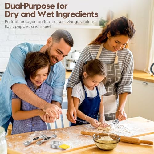 Magnetic Measuring Cups and Spoons Set – 304 Stainless Steel | Dual-Sided Markings | Space-Saving Kitchen Organizer | N52 Magnetic Nesting | 15-Piece with Leveler | Baking & Gift (Black) - color: Magnetic Measuring Cups and Spoons Set - Black