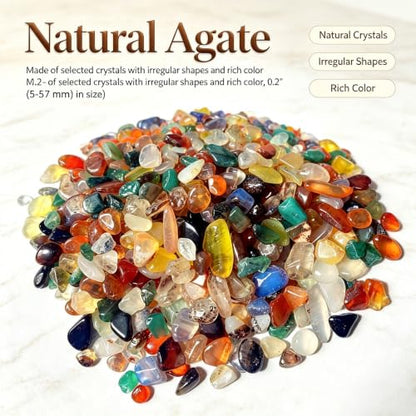 Rocks for Plants Indoor,Aquarium Gravel(Agate) | 0.44lb Agate Aquarium Gravel Rocks ,Crystal Chips Stone Crushed Quartz for Crafts, Vases Filler, Succulent Plants - color: Agate