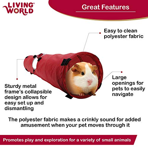 Living World Pet Tunnel, Red/Grey - size: Medium