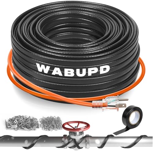 3FT-200FT Heat Tape for Water Pipes, -40°F Deicing Pipe Heat Cable,Electric Heating Cable Pipe,Frezze Protection for Heat Trace Cable for Metal, Plastic Home Pipes,Gutter,120V 5W/ft（80FT） - size: 80FT