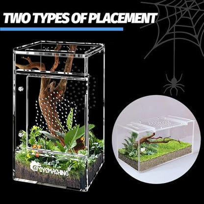 Acrylic Jumping Spider Enclosure 6.3 * 3.5 * 3.5IN,Insect Terrarium, Bug Cage, Praying Mantis Habitat, Snail Terrarium, Caterpillar Habitat - Multi-Species Kit