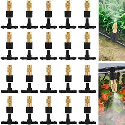 20Pcs Three-Way Atomizing Nozzle Micro Spray Drip Irrigation Mister Emitter | Adjustable Sprinkler Drip Irrigation Mister Kit with Drip Irrigation Connector for 1/4 inch Drip Irrigation Tubing - color: 20pcs