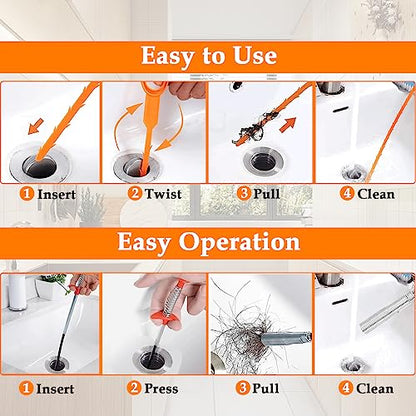 SDTC Tech 6-Pack Drain Snake Kit for Sewer Toilet Kitchen Sink Bathroom Tub | 6-Pack 24 Inch Snake Drain Cleaner and 20 Inch Hair Clog Remover Flexible Spring Pipeline Claw Hook Retriever - color: 5pcs 20inch+ 1pcs 24inch