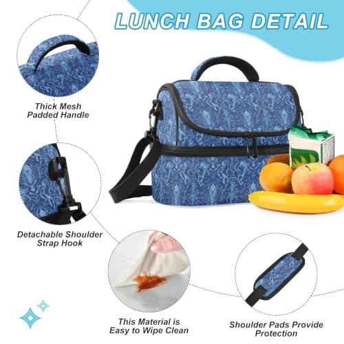Snakes Insulated Lunch Tote Bag Organizer for Men | 8L Double Deck,Large Lunch Box with Shoulder Strap,Thermal Meal Prep Cooler,Suitable for School Work Picnic Office Travel