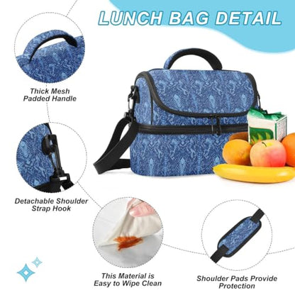 Snakes Insulated Lunch Tote Bag Organizer for Men | 8L Double Deck,Large Lunch Box with Shoulder Strap,Thermal Meal Prep Cooler,Suitable for School Work Picnic Office Travel