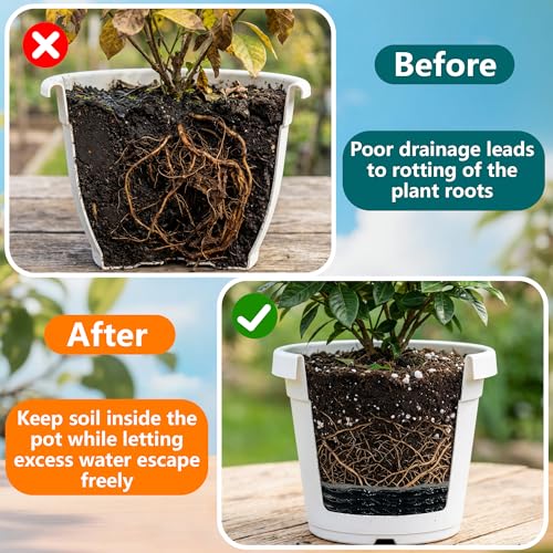 EBaokuup 4 Pcs Plant Pot Drainage Insert Discs, 9 Inch Thickened Mesh Pot Drainage Discs, Lightweight Planter Pad Insert to Prevents Soil Loss Indoor Outdoor - color: 9 Inch-4 Pcs