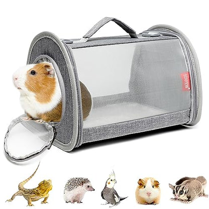 Guinea Pig Carrier Travel Small Animal Carrier Bag Lizard Bird Rabbit Carrier Cage Squirrel Breathable Bag Portable Travel Hamster Small Pet Hangbag (Small, Gray) - color: gray, size: Small