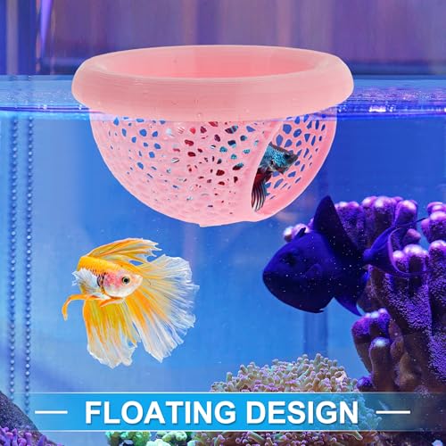 Floating Betta Cave & Hammock, Multi-Functional Hideout for Aquarium Pink - color: Pink