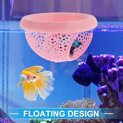 Floating Betta Cave & Hammock, Multi-Functional Hideout for Aquarium Pink - color: Pink